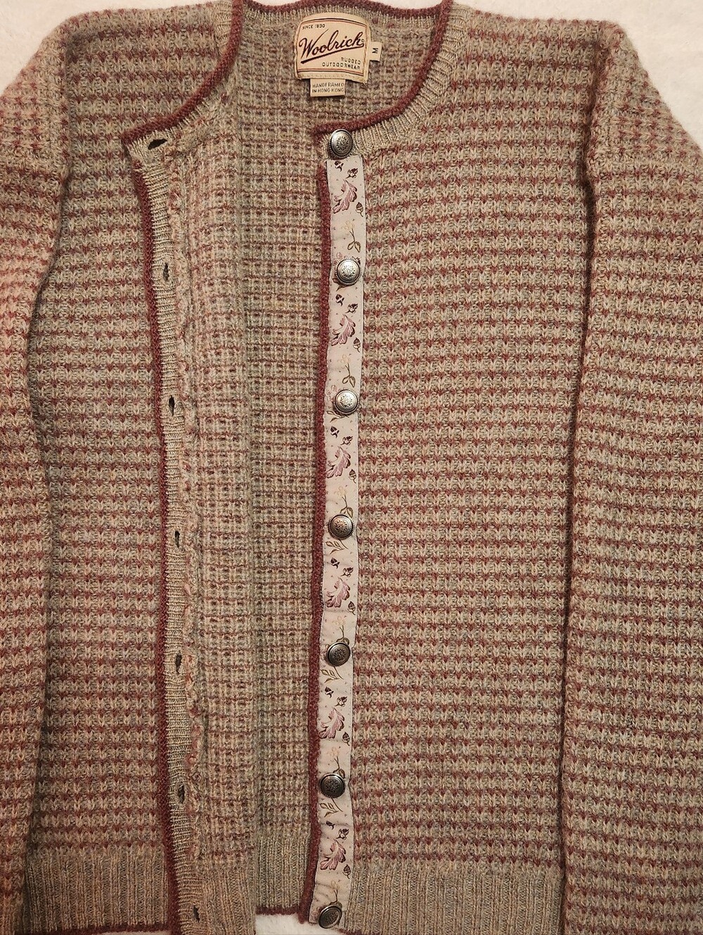 Vintage Woolrich Women's Bird's Eye Knit Cardigan Size Medium - Picture 5 of 10